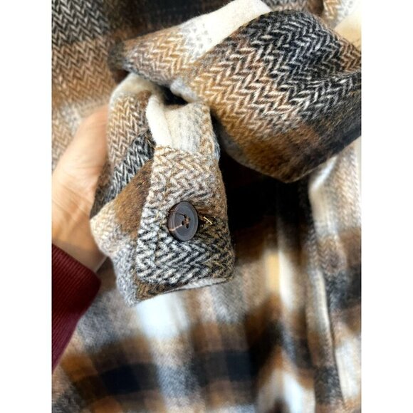 Members Mark Womens XS Relaxed Fit Button Brown Plaid Shacket NWOT Oversized - Picture 9 of 10
